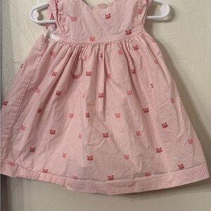 Janie and Jack Pink Striped Dress with cat print